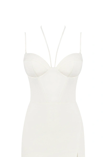 Milla White Cocktail Dress Decorated With Feathers, Xo Xo In White