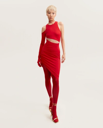 Shop Milla Jaw-dropping Asymmetric Red Midi Dress, Xo Xo