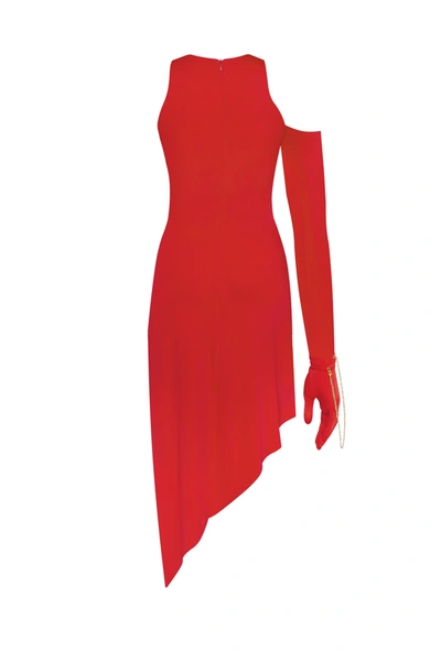 Milla Jaw-dropping Asymmetric Red Midi Dress, Xo Xo In Red
