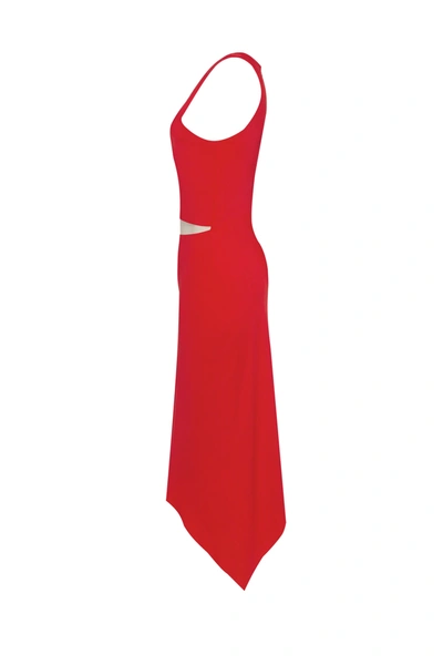 Milla Jaw-dropping Asymmetric Red Midi Dress, Xo Xo In Red