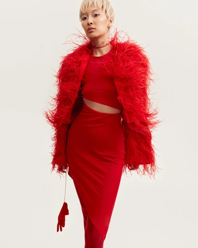 Milla Jaw-dropping Asymmetric Red Midi Dress, Xo Xo In Red
