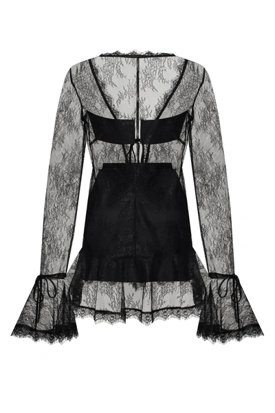 Milla Alluring Semi-transparent Lace Mini Dress In Black, Xo Xo In Black