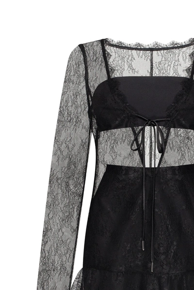 Milla Alluring Semi-transparent Lace Mini Dress In Black, Xo Xo In Black