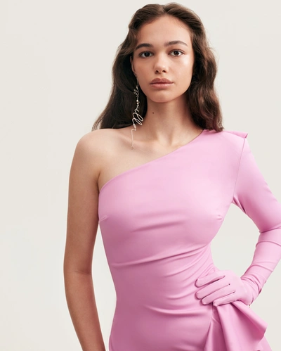 Shop Milla One-shoulder Ruffle-trimmed Maxi Dress In Pink, Xo Xo