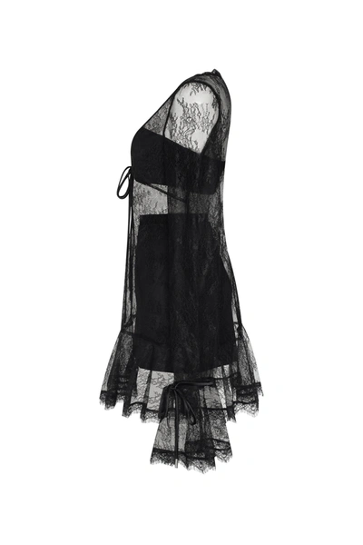 Milla Alluring Semi-transparent Lace Mini Dress In Black, Xo Xo In Black