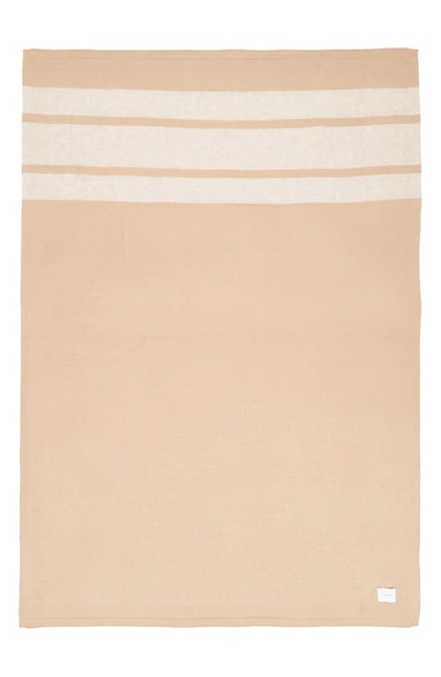 Shop Vince Stripe Cashmere Throw Blanket In Camel