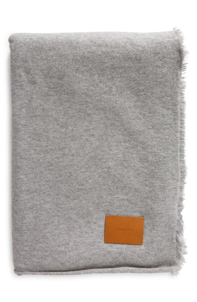 Shop Vince Reversible Cashmere Jersey Throw Blanket In Heather Grey