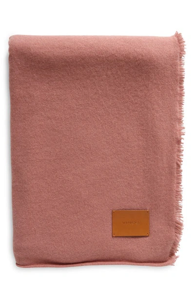 Shop Vince Reversible Cashmere Jersey Throw Blanket In Mauve Rose