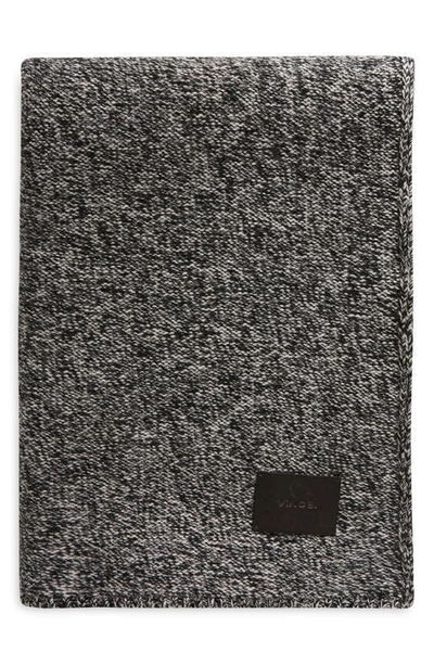 Shop Vince Marled Knit Wool Blend Throw Blanket In Black White