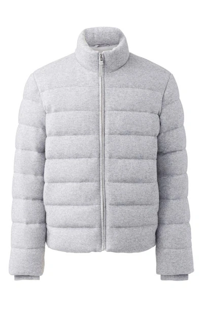 Shop Mackage Scott Reversible Down Fill Wool & Cashmere Puffer Jacket In Light Grey Melange