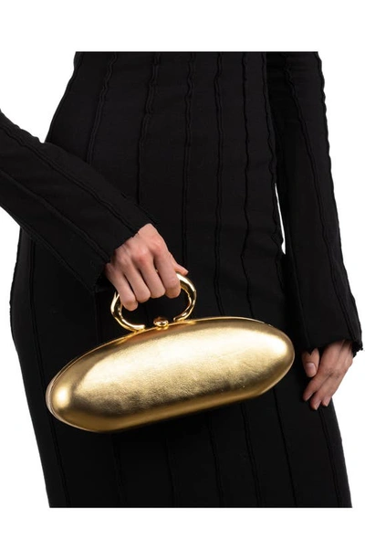Alexis Bittar Molten Bullet Leather Minaudière In Gold