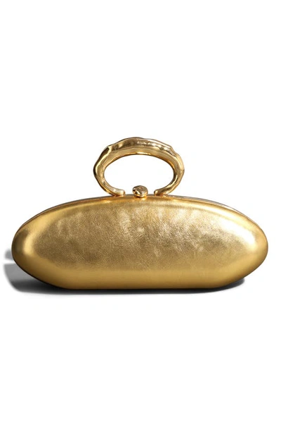Alexis Bittar Molten Bullet Leather Minaudière In Gold