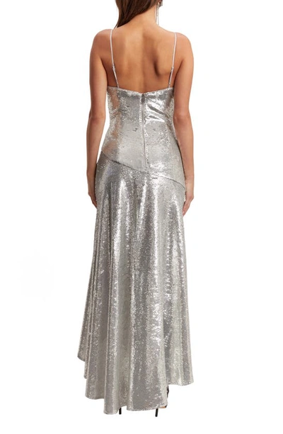 Shop Bardot Sorella Sequin High-low Cocktail Dress In Silver Seq