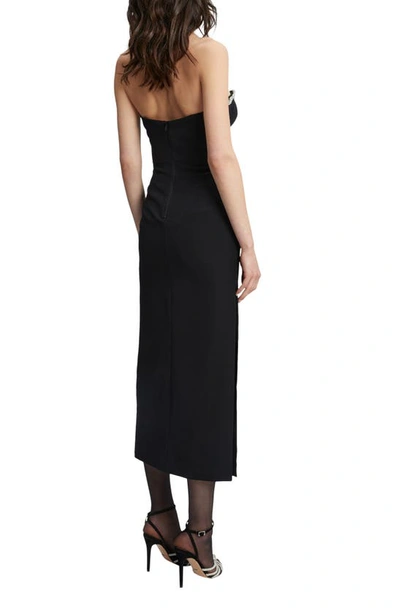 Shop Bardot Eleni Crystal Trim Strapless Cocktail Midi Dress In Black