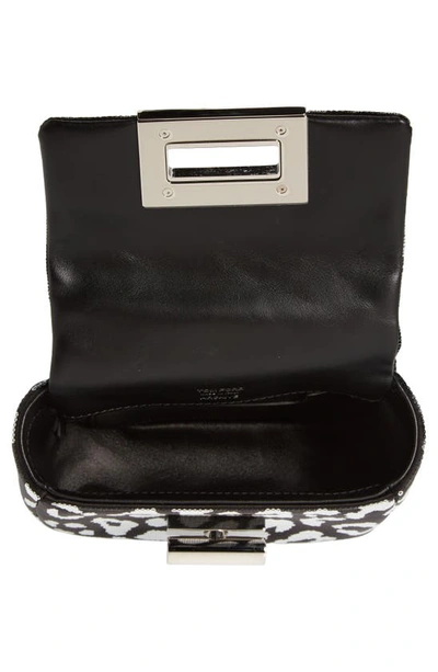 Shop Tom Ford Mini Natalia Leopard Sequin Shoulder Bag In 7ng01 Black/ Silver/ Black