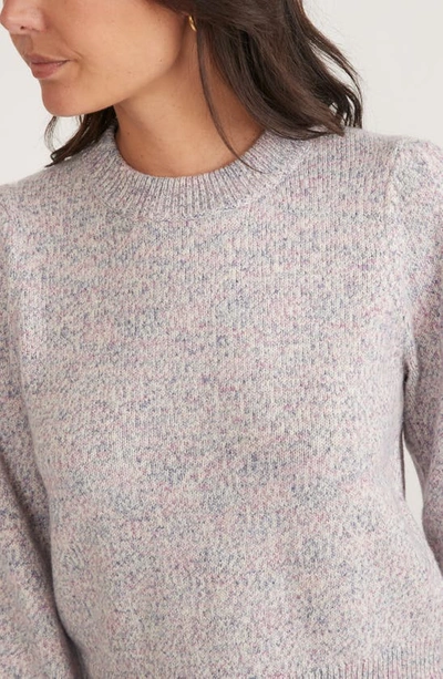 Marine Layer Alma Marled Blouson Sleeve Sweater In Purple Heather