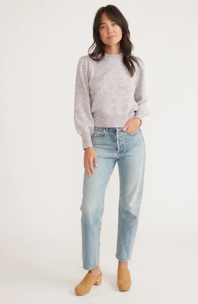 Marine Layer Alma Marled Blouson Sleeve Sweater In Purple Heather