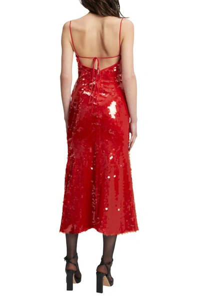 Shop Bardot Karina Sequin Cowl Neck Midi Dress In Fire Red