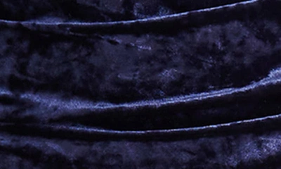 Shop Steve Madden Kali Empire Waist Long Sleeve Stretch Crushed Velvet Minidress In Midnight Blue