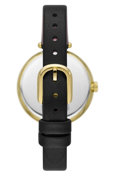 Shop Kate Spade Holland Elephant Leather Strap Watch, 34mm In Black