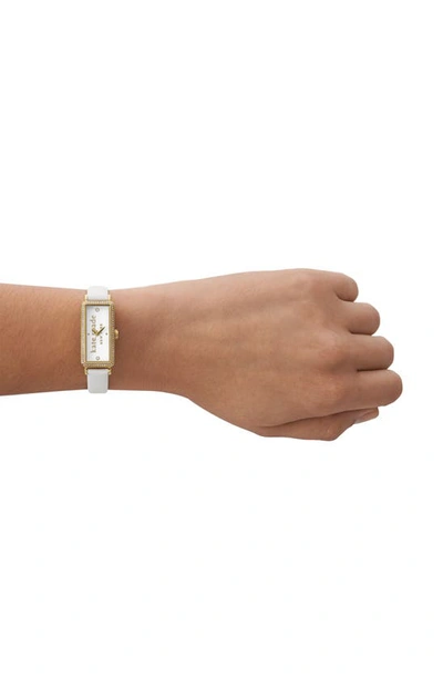 Shop Kate Spade Rosedale Pavé Leather Strap Watch, 32mm In Ivory