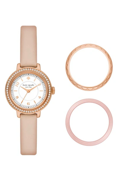 Shop Kate Spade Morningside Watch & Toprings Gift Set, 28mm In Pink
