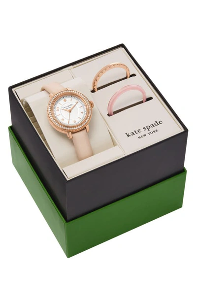 Shop Kate Spade New York Morningside Watch & Toprings Gift Set, 28mm In Pink