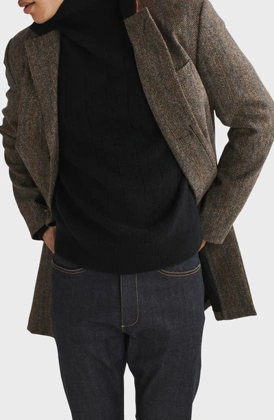 Shop Rag & Bone Durham Herringbone Cashmere Turtleneck Sweater In Black