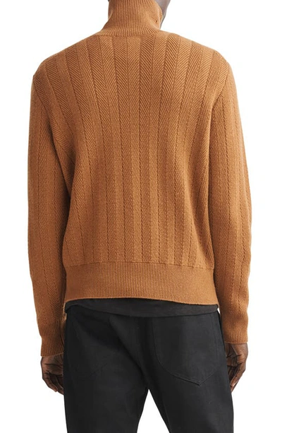 Shop Rag & Bone Durham Herringbone Cashmere Turtleneck Sweater In Camel