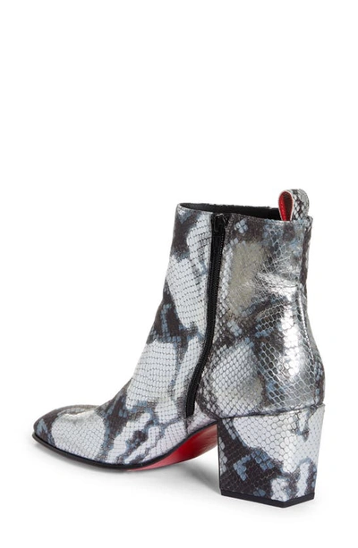 Shop Christian Louboutin Rosalio Snakeskin Print Ankle Boot In Silver/ Black Multi