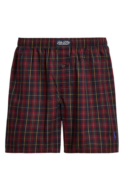 Shop Polo Ralph Lauren Brentwood Plaid Woven Cotton Boxers In Red