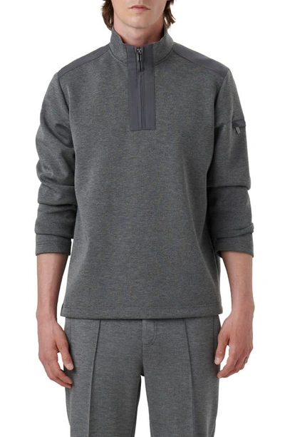 Shop Bugatchi Soft Touch Quarter Zip Pullover In Anthracite
