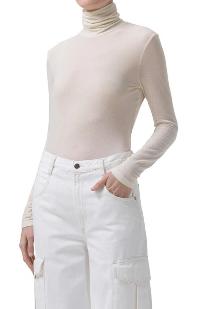 Agolde Pascale Turtleneck Long Sleeve Top In Oat Milk In Oat Milk