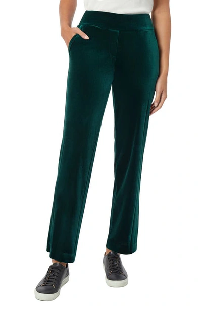 Shop Jones New York Straight Leg Velvet Pull-on Pants In Emerald