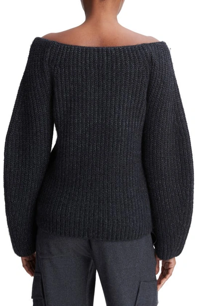 Shop Vince Marled Off The Shoulder Merino Wool Sweater In Heather Charcoal