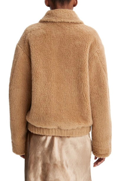 Shop Vince Faux Shearling Bomber Jacket In Sand Shell
