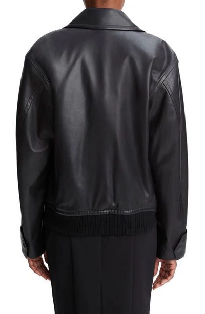 Shop Vince Padded Leather Bomber Jacket In Black