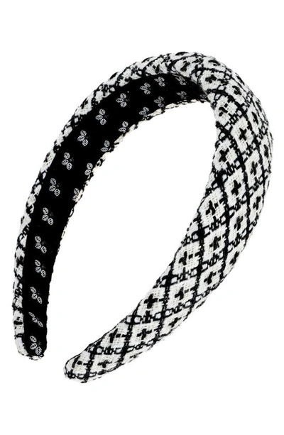 Shop L Erickson Claret Tweed Padded Headband In Black/ White