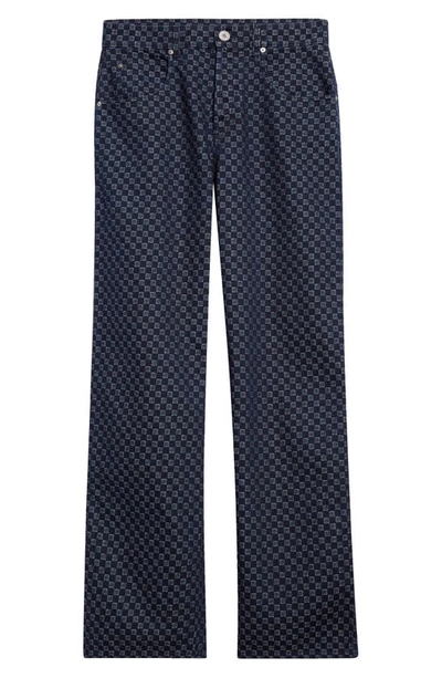 Shop Balmain Mini Monogram Nonstretch Wide Leg Jeans In Shz Blue/ Multi