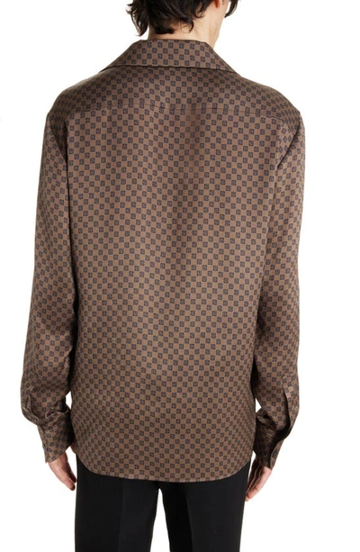 Shop Balmain Mini Monogram Pajama Shirt In Brown/ Multi