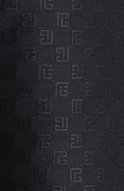 Shop Balmain Mini Monogram Virgin Wool & Silk Blend Joggers In Black/ Black