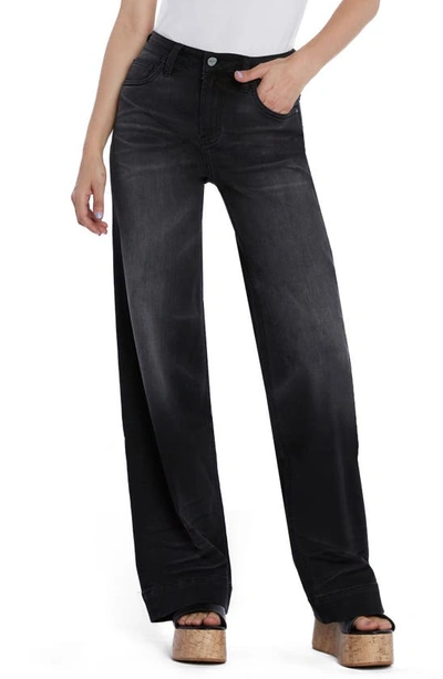 Shop Hint Of Blu Love Wide Leg Jeans In Black Rain