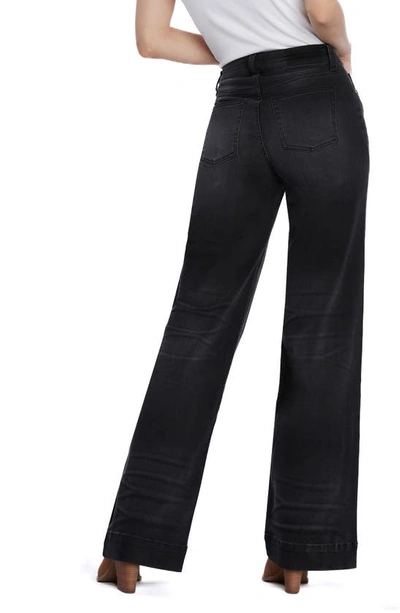 Shop Hint Of Blu Love Wide Leg Jeans In Black Rain