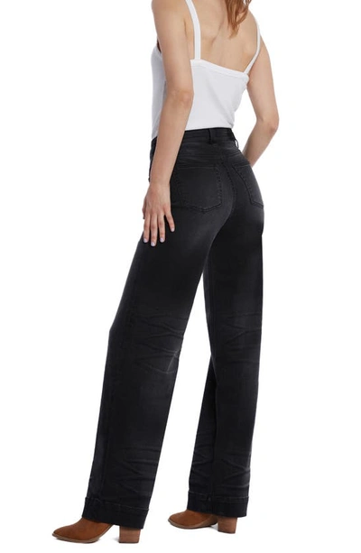 Shop Hint Of Blu Love Wide Leg Jeans In Black Rain