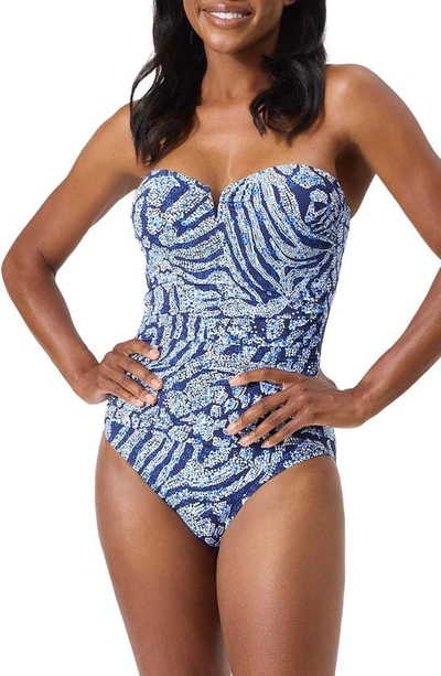 Shop Tommy Bahama Playa Brava Strapless One-piece Swimsuit In Mare Navy