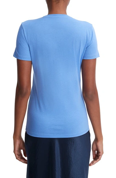 Shop Vince Essential Crewneck Pima Cotton T-shirt In Wave Quartz