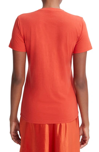 Vince Essential Crewneck Pima Cotton T-shirt In Vermillion