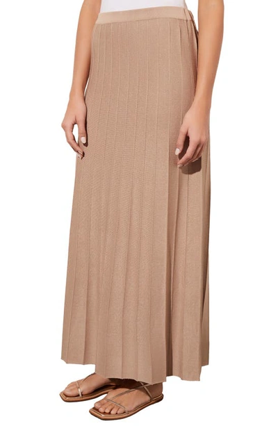 Shop Ming Wang Pleated Pull-on Skirt In Dk Champagne