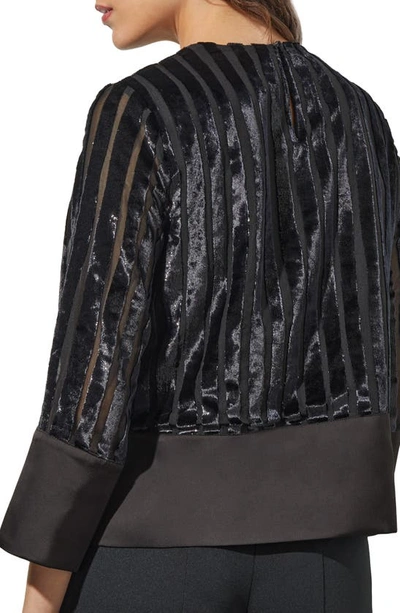 Shop Ming Wang Metallic Stripe Woven Blouse In Black/ Silver