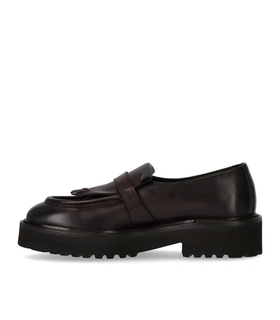 Shop Doucal's Deco' Dark Brown Loafer With Fringe